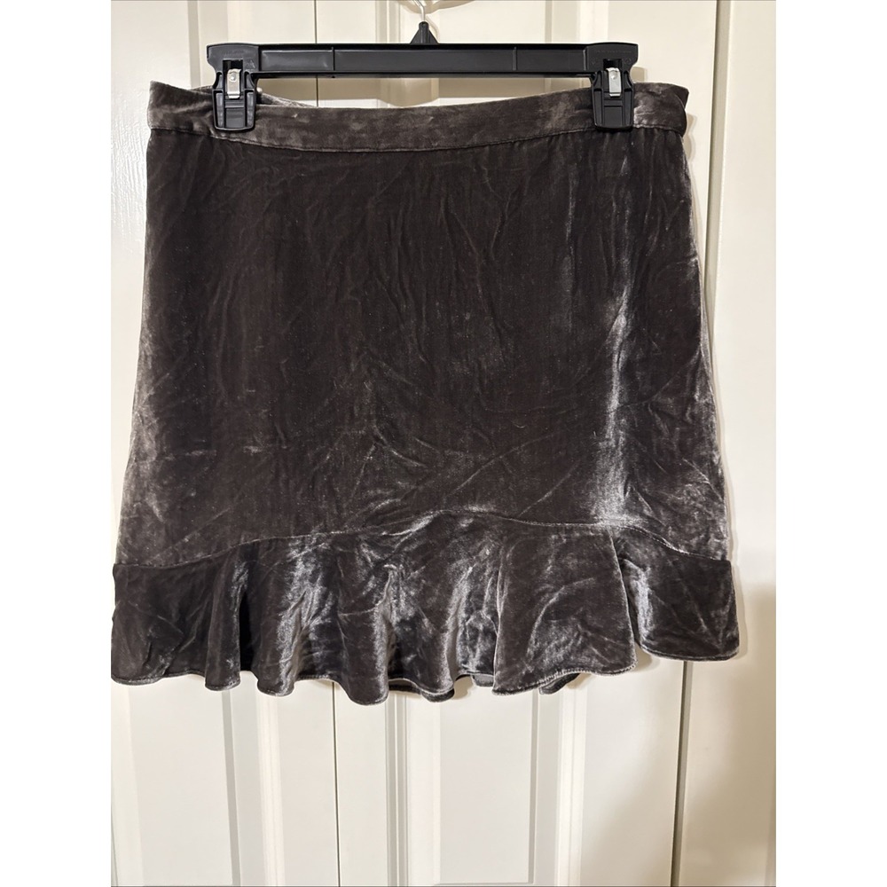 Women's Madewell Crushed Velvet Brown Mini Skirt Size 8 Y2K 90's Style